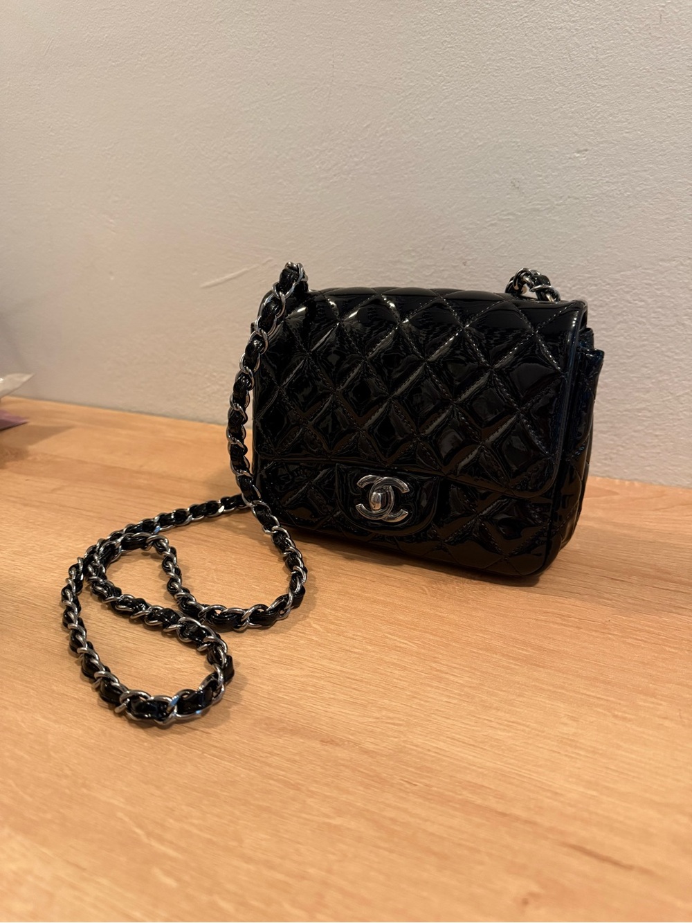 Authentic Chanel Mini Square Classic Patent